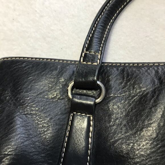 Fossil black leather mini tote bag 75082 casual everyday purse - Picture 16 of 16